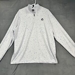 Cookies Clubhouse Mens Large White Blue Splatter Quarter Zip‎ Pullover Shirt